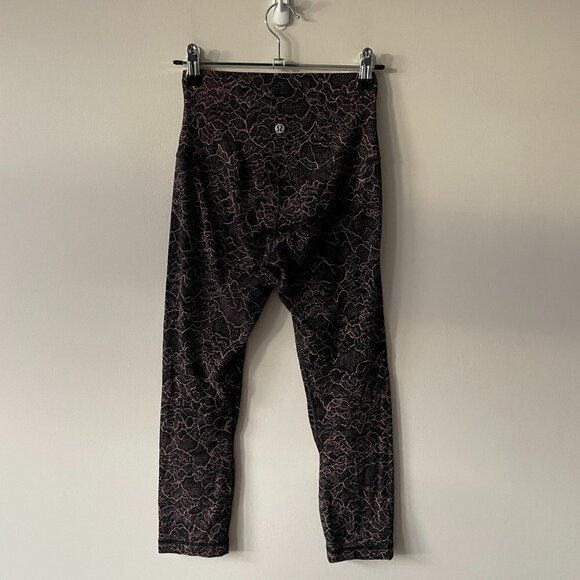 Lululemon Align Crop *21" Yoga High Rise Pull On Lacescape Spanish Rose Black 2 - Picture 3 of 7